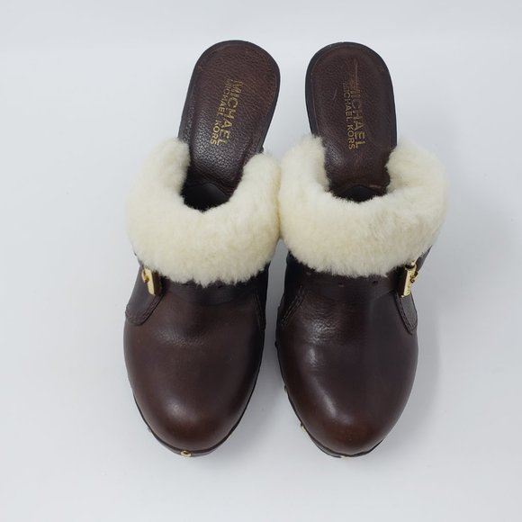 Michael Kors Brown Shearling Clogs - Picture 6 of 12